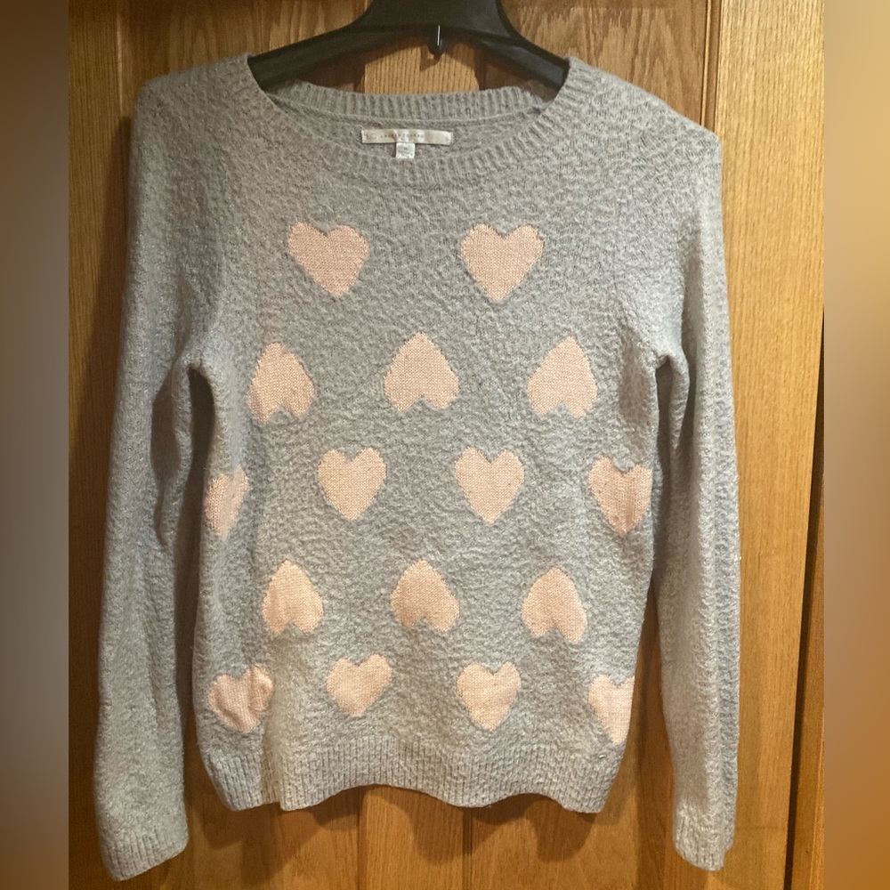 Lauren Conrad ladies hearts fuzzy sweater.